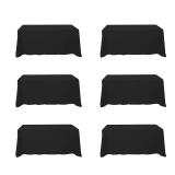 BRILLMAX 6 Pack Black Tablecloths for 6 Foot Rectangle Tables 90 x 132 Inch - 6ft Rectangular Bulk Linen Polyester Fabric Washable Long Clothes for Wedding Reception Banquet Party Buffet Restaurant