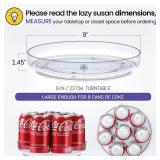 2 Pack 9 Inch Clear Acrylic Lazy Susan, Non-Skid Turntable Organizer for Cabinet, Kitchen, Pantry Organization Storage, Refrigerator, Vanity Makeup, Bathroom Countertop Organizing, Rotating Spice Rack