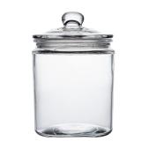 Restaurantware Vetri 0.5 Gallon Glass Storage Jar 1 Dishwashable Glass Cookie Jar - Airtight Seal Wide Opening Clear Glass Candy Jar Knob Handle Lid For Kitchen Laundry Or Storage