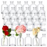 Lallisa 30 Pack Glass Bud Vases Bulk Small Mini Flower Vases for Centerpieces Decorative Glass Bottles Vintage Rustic Centerpieces Decoration for Wedding Dining Table Home Decor (8.45 oz)