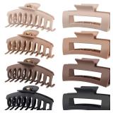 LuSeren Hair Clips for Women 4.3 Inch Large Hair Claw Clips for Women Thin Thick Curly Hair, Big Matte Banana Clips,Strong Hold jaw clips,Neutral Colors