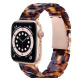 V.R.HOPE Resin Watch Band Compatible with Apple Watch Band for Women 38mm 40mm 41mm 42mm (Series 10) Tortoise Metal Buckle Wristband Bracelet Watch Strap for iWatch Series 10 9 8 7 6 5 4 3 2 1 SE