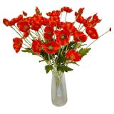 Orange and Red Poppy Flowers Artificial ,12 Pcs Silk Poppies, Fake Poppy Flowers,Faux Poppies Bulk for Home Decor Table Centerpieces Floral Arrangement,Poppies Bouquet for Wedding (12, orange-red)