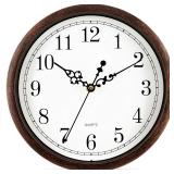 Bernhard Products Wall Clock 10 Inch Silent Non Ticking Movement Quality Quartz Battery Operated Round Easy to Read Decorative Brown Home/Kitchen/Office/Bedroom/Classroom/School Clocks, Black Numbers