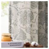 jinchan Linen Curtains for Living Room, Gray Floral Paisley Patterned Curtains 63 Inch Length, Light Filtering Ikat Drapes for Bedroom, Vintage Farmhouse Window Treatments, Back Tab 2 Panels, Grey