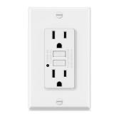 ELECTECK 15 Amp Non-Tamper Resistant GFCI Outlets, Decor GFI Receptacles with LED Indicator, Ground Fault Circuit Interrupter, Wallplate Included, ETL Listed, White