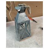 A 14 in. H Galvanized Metal and Glass Lantern