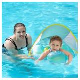 Free Swimming Baby Inflatable Baby Swim Float with Safe Bottom Support and Retractable Canopy for Safer Swim(New Version, L)