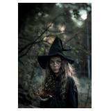 HOMELEX Black Witch Hat Adult Wizard Hat Sorcerer Accessories Halloween