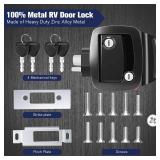 PAULINN RV Travel Trailer Entry Door Lock Black w/Paddle Deadbolt, 100% Metal Camper Door Latch Handle Zinc Alloy RV Door Lock Replacement, 4 Keys, Not Key Alike