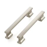 Silver 10 Pack Brushed Nickel Cabinet Pulls 6 Inch Kitchen Handles for Cabinets with 5 Inch Hole Center Solid Kitchen Cabinet Handles Satin Nickel Cabinet Pulls Kitchen Cabinet Hardware for Cabinet Cu