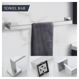 TURS 5-Piece Bathroom Hardware Set Brushed Nickel Towel Bar Set Bath Towel Holder Sets Hand Towel Holder 2 Towel Hooks, SUS 304 Stainless Steel, Q7BR-P5