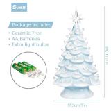 Sunlit Cordless Lighted Glitter Ceramic Christmas Tree Vintage Tabletop Christmas Decoration Pre-Lit Colorful Mini Light Bulbs 13