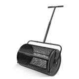 Maylaviu 24 Inch Compost Spreader & Peat Moss Spreader - Roller Lawn Spreader - Top Soil, Manure, Mulch, Top Dressing Spreader - Lawn and Garden Spreader - Metal Mesh Basket Compost Spreader for Lawn 