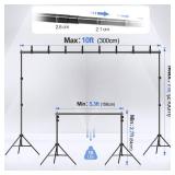 EMART Backdrop Stand 10x7ft(WxH) Photo Studio Adjustable Background Stand Support Kit with 2 Crossbars, 8 Backdrop Clamps, 2 Sandbags and Carrying Bag for Parties Events Decoration