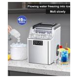 Kndko Ice Makers Countertop, 45Lbs/Day, 2 Ways to Add Water, Countertop Ice Maker, 24 Pcs Ready in 13 Mins, Self Cleaning Ice Maker, 24H Timer, Perfect for Home Bar RV, Stainless Steel Ice Maker - Ret