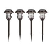 Mesh Linkable Series 4-Pack Solar LED Security Pathway Light w/ LiFePO4 Battery, 300LM, Auto-linking, 110°x16 ft Motion Detection, CCT 3000K/4000K/5000K, 4-Channel Settings, Stainless Steel, Bronze