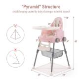 High Chairs for Babies and Toddlers, Portable 3 in 1 High Chair, Adjustable Convertible Compact Infant Baby Feeding Chair Booster with Detachable Double Tray, 5 Point Harness, Foot Rest Pink