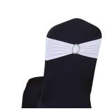 SINSSOWL 50 Stretch Spandex White Chair Sashes for Wedding Chair Bows Chair Bands with Slider Buckles Fitting Party Feast Banquet Restaurant Event Bridal Baby Shower Chair Decoration