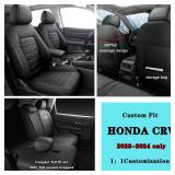 Custom Fit Full Coverage Seat Covers for Honda CRV 2023 2024 2025 LX/EX/EX-L/Touring - Tailored Design, Premium Leather, All-Around Protection - Black - Retail: $199.07