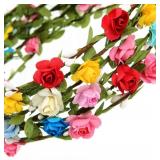 EBOOT 15 Pieces Assorted Colored Flower Crown Wreath Headband Garland Multicolor Headbands Floral Headpiece for Wedding Festival Vacation Fairy Party Photography Props