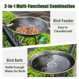 CaliDecor 2 in1 Railing Bird Feeder Deck Mounted Bird Bath, Rustproof Bird Feeders for Outside and Bird Baths with Sturdy Clamp, Bird Feeders for Outdoors Yard Garden