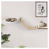 KOOPRO Cat Wall Shelves Furniture Bed, Cat Perch Wooden Cat Steps Climbing Bridge Wall Mounted Solid Wood Cat Tree for Indoor Large Cats Kittens for Sleeping, Playing, Climbing, Lounging