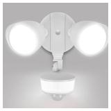 LUTEC 34W 3000 Lumen Motion Sensor Outdoor Lights, 5000K Daylight, IP65 Waterproof Flood Lights Outdoor with Night Light, Dusk to Dawn Motion Detector Security Lights for Outside Garage, Yard-White