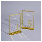 Blue Violet Wedding Table Numbers 1-25, Gold Mirror Acrylic Table Numbers with Stands, 4x6â Table Sign and Holder, Laser Cut 3D Overlay, Table Numbers for Reception