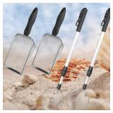 MBJZSL 4pcs Shelling Tools for Beach, Shark Tooth Sifter, Sand Sifter with Long Adjustable Handle, Beach Mesh Shovel, Sand Scoop for Picking Up Shells, for Girls Boys Collecting Shells Beach Toys