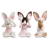 JARPSIRY Set of 3 Wise Sphynx Cat Statue See Hear Speak No Evil Zen Meditating Yoga Cats Figurine Buddha Cats Sculptures 3.3" Tall Shelf Sitters