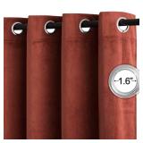 RYB HOME Rust Red Velvet Curtains 96 inches, Heavy Duty Luxurious Window Treatment for Holiday Decor Party Backdrop Stage Privacy Drapes for Home Theater Guest Room, W52 x L96, 2 Panels