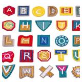 U-Sky Iron on Word Patches for Kids Clothing, 26pcs Funny Design Alphabet A to Z Letter Iron-on Patch, Sew-on Appliques for Backpacks/Jeans/Jackets to Cover Logo/Rip (Design#6)