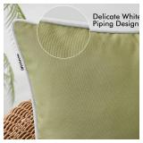 Pack of 2 Outdoor Waterproof Pillow Covers Decorative Farmhouse Throw Pillow Covers Square Solid Color Couch Pillow Covers Spring for Patio Tent Bed Sofa Living Room 18x18 Inch Sage Green Retail $14.9