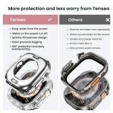 Tensea [2 in 1 for Waterproof Apple Watch is Ultra2/Ultra Screen Protector Case 49mm Accessories, iWatch Hard PC Diamond Front and Back Bumper Case with Tempered Glass Film, Bling Face Cover Women, 49