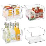 mDesign Plastic Open Front Dip Storage Bin for Kitchen or Fridge Organization - Organization for Pantry Shelf, Cabinet, Closet Storage, or Cube Storage Organizer - Ligne Collection - 2 Pack - Clear Re