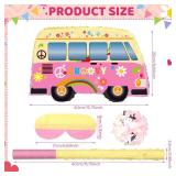 Groovy Bus Pinatas for Birthday Party Hippie Bus Pinata with Bat Blindfold Stick Confetti Rainbow Retro Boho Groovy Pinatas Gifts for Birthday Baby Shower Bus Theme Party Favors 15.8x9.8x3.2 Inches Re