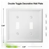 OKAWYC Double Toggle Light Switch Cover Luca Metal Wall Plate, 2-Pack White 2 Gang, Light Switch Cover Decorative Wallplate, Durable Retail $18.74