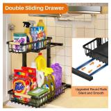 REALINN Under Sink Organizer, 2 Pack Height Adjustable Under Sink Organizers and Storage, 2 Tier Pull Out Drawer Cabinet Organizer for Kitchen Bathroom Retail $57.49