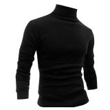 Men Slim Fit Lightweight Long Sleeve Pullover Top Turtleneck T-Shirt(Black,M) Retail $14.33