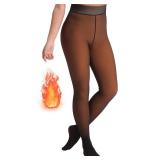 HONENNA 5 Skin Colors Fake Translucent Fleece Lined Tights, Winter Thermal Pantyhose for Women under Dress, medias tÃ©rmicas, Caramel S-M Retail $19.99