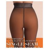 HONENNA 5 Skin Colors Fake Translucent Fleece Lined Tights, Winter Thermal Pantyhose for Women under Dress, medias tÃ©rmicas, Caramel S-M Retail $19.99