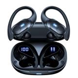 Wireless Earbuds Bluetooth Headphones 70hrs Playback Ear Buds IPX7 Waterproof Wireless Charging Case & Dual Power Display Over-Ear Stereo Bass Earphones with Earhooks for Sports/Workout/Running