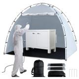 Portable Paint Booth Tent, Siebwin Large 8x6x6ft Spray Paint Tent with Built-in Floor & Mesh Screen & Windproof Hooks for Furniture DIY Hobby Tool Spray Paint Shelter, Gray