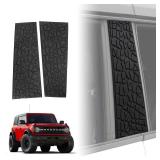 AMWMORV B Pillar Trim Cover for Ford Bronco Offroad 2021-2024 4 Door,Anti-Scratch Molding Covers Exterior Accessories,Tire Texture Car Center B-Pillar Sticker Covers,2 PCS Black(Bronco Sport Excluded)