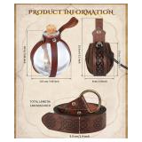 LEIFIDE 3 Pcs Medieval Viking Belt Leather Belt Pouch Cork Potion Bottle Medieval Bag Renaissance Accessories(Dark Brow,Classic)