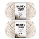 HEJIN RED Plush Chenille Chunky Yarn for Crocheting; 2 Pack of 100g/3.5oz - 144 Yards - 6 Super Bulky - Baby Blanket Yarn, Bulky Velvet Soft Yarn for Knitting/Crochet