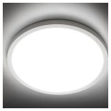 SunRider LED Flush Mount Ceiling Light Fixture, 5000K Daylight White, 2400LM, 12 Inch 24W White Round Flat Ceiling Lights, 240W Equiv. Non-Dimmable