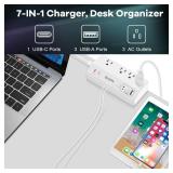 Desk Clamp Power Strip with USB C (20W PD) - Removable Surge Protector with 4 Outlet 4 USB Ports - Multi Outlet Plug Edge Mount Desktop Power Station Charging Hub - Home Office Desk Accessories