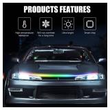 JMTBNO 94 Inch Car Hood Lights Strip, Universal Multicolor Exterior Dynamic Car LED Hood Light with Fuse Flexible & Waterproof Daytime Running Light Strip for Cars SUVs Trucks Pickup